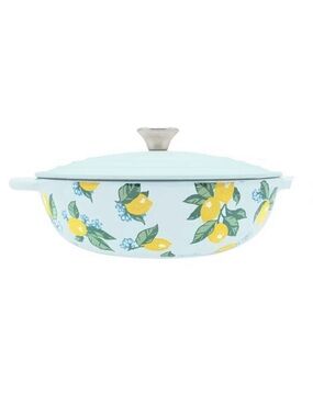 New Farmhouse 4 qt Cast Iron Pot Braiser Cookware w Lid LEMON Oven Safe